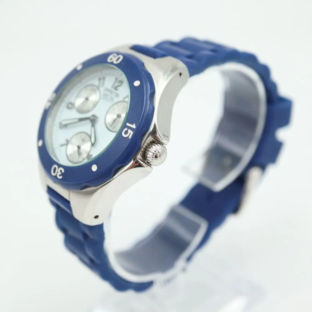 Invicta Mens Multifunction Watch 38mm White Dial Blue Bezel Silicone Strap